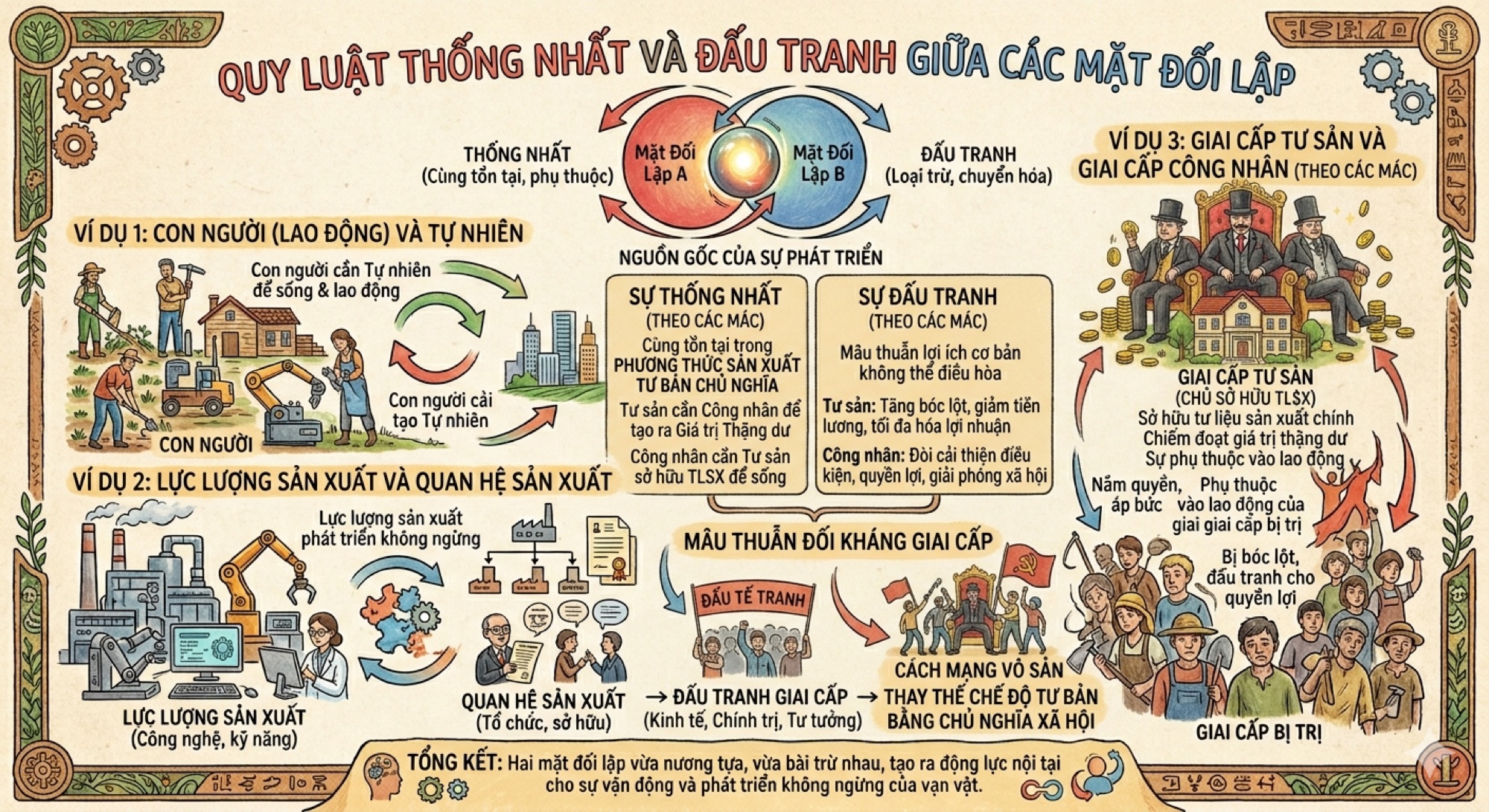 Sơ đồ quy luật thống nhất và đấu tranh giữa các mặt đối lập