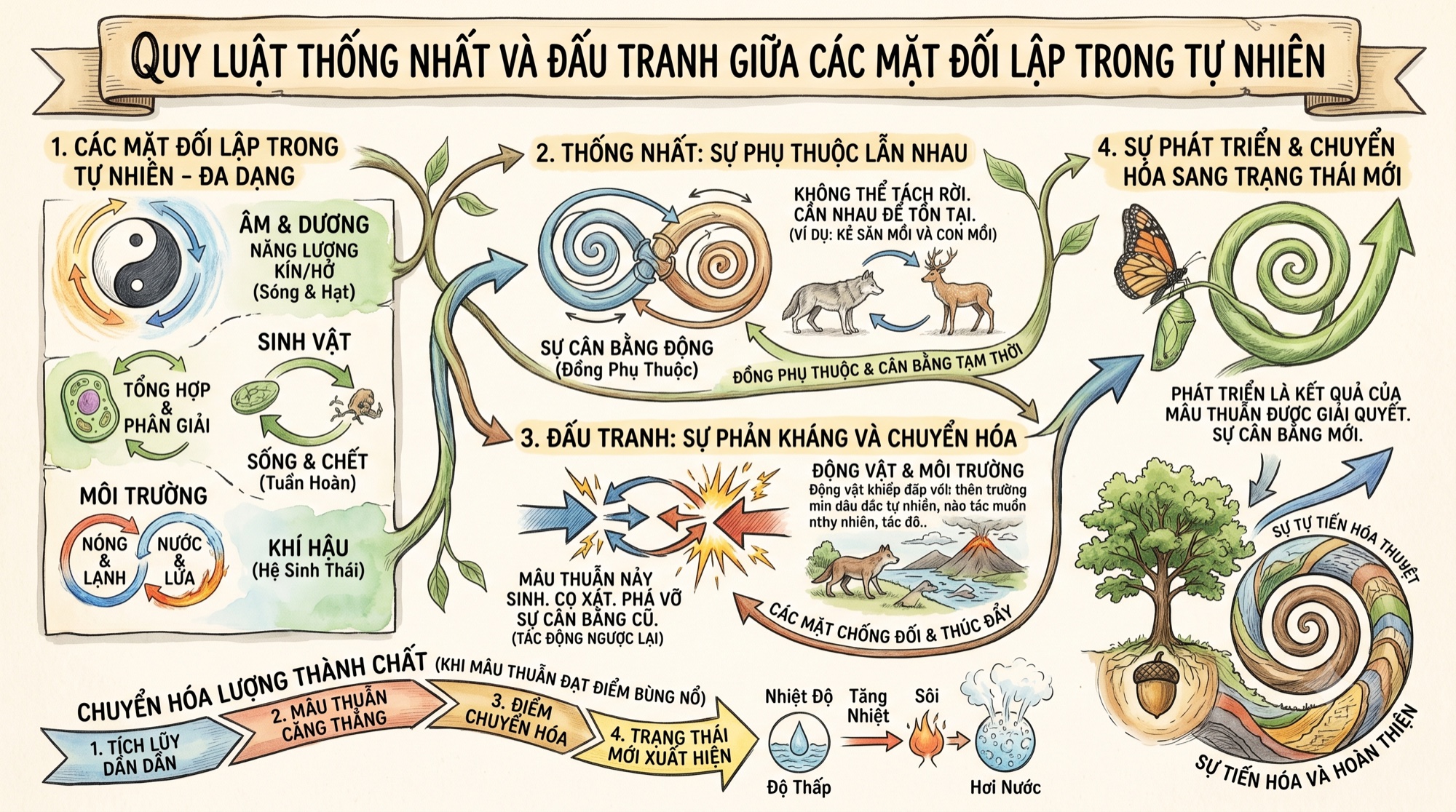 Sơ đồ quy luật thống nhất và đấu tranh trong tự nhiên