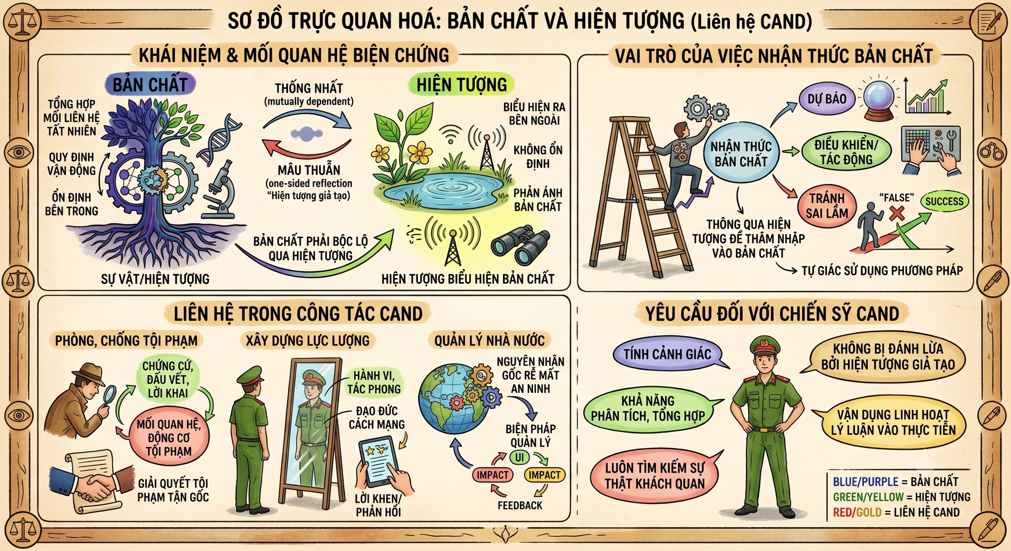 Sơ đồ cặp phạm trù bản chất và hiện tượng liên hệ CAND